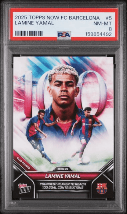 Graded 2025 Topps Now FC Barcelona Lamine Yamal #5 Soccer Card PSA 8 Near Mint