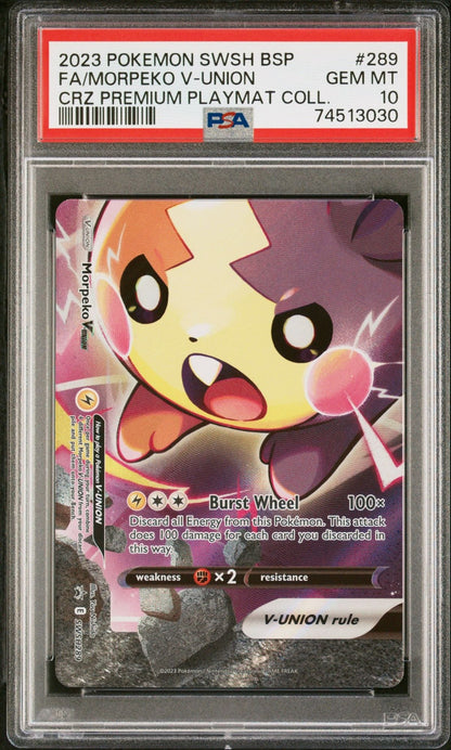 Graded 2023 Pokemon SWSH Morpeko #289 V Union Black Star Promo Trading Card Game PSA 10 Gem Mint