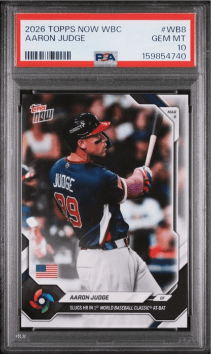 Graded 2026 Topps Now WBC Aaron Judge #WB8 Baseball Card PSA 10 Gem Mint