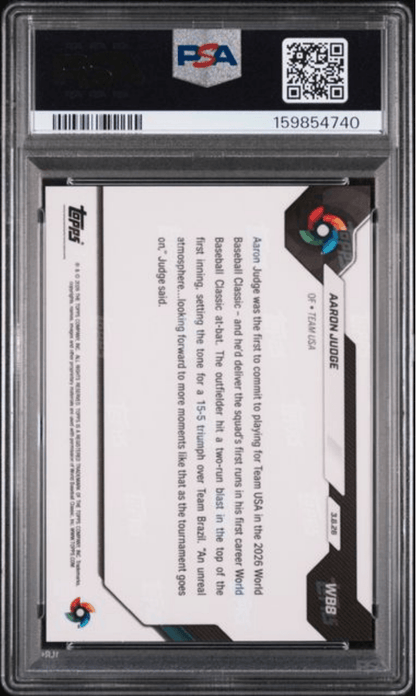 Graded 2026 Topps Now WBC Aaron Judge #WB8 Baseball Card PSA 10 Gem Mint
