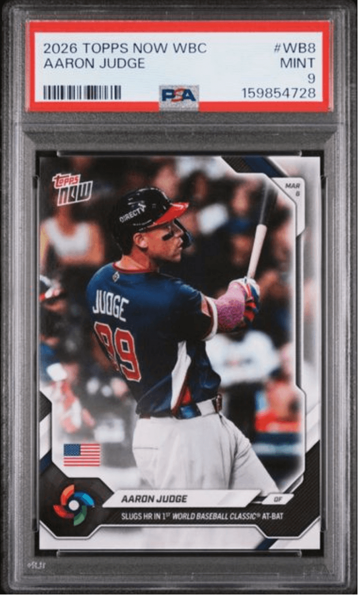 Graded 2026 Topps Now WBC Aaron Judge #WB8 Baseball Card PSA 9 Mint