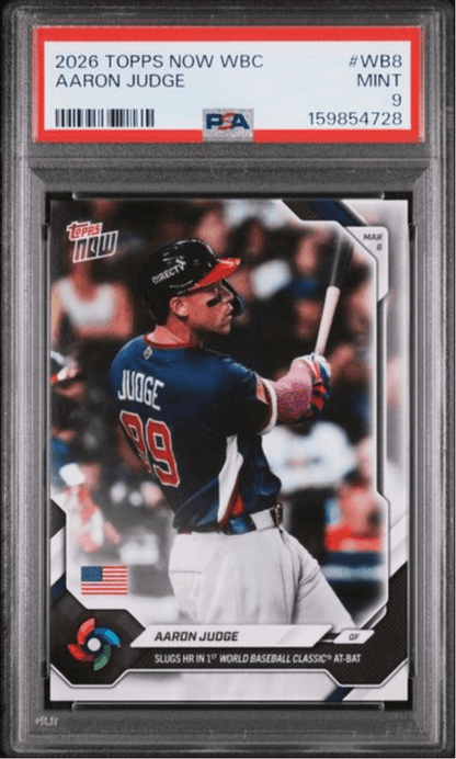 Graded 2026 Topps Now WBC Aaron Judge #WB8 Baseball Card PSA 9 Mint