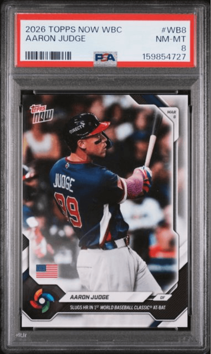 Graded 2026 Topps Now WBC Aaron Judge #WB8 Baseball Card PSA 8 Near Mint