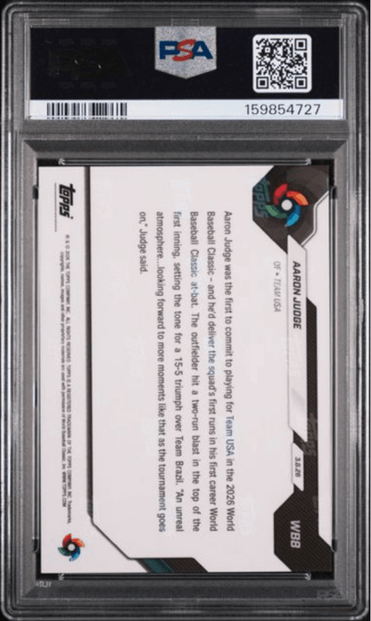 Graded 2026 Topps Now WBC Aaron Judge #WB8 Baseball Card PSA 8 Near Mint