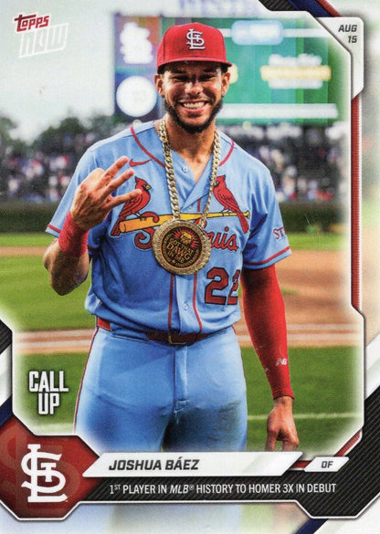 2026 Topps Now Joshua Baez #555SP 1st Player in MLB History to Homer 3X in Debut St Louis Cardinals Rookie RC Baseball Card