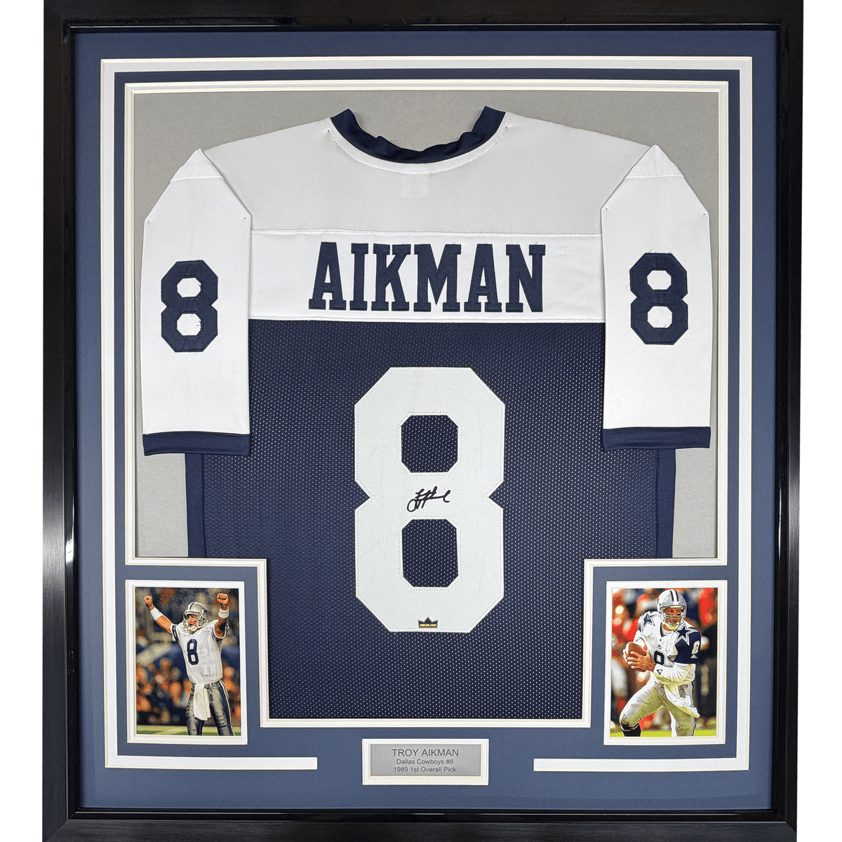 Framed Facsimile Autographed Troy Aikman 35x39 Dallas Thanksgiving Day Reprint Laser Auto Football Jersey Size Men's XL