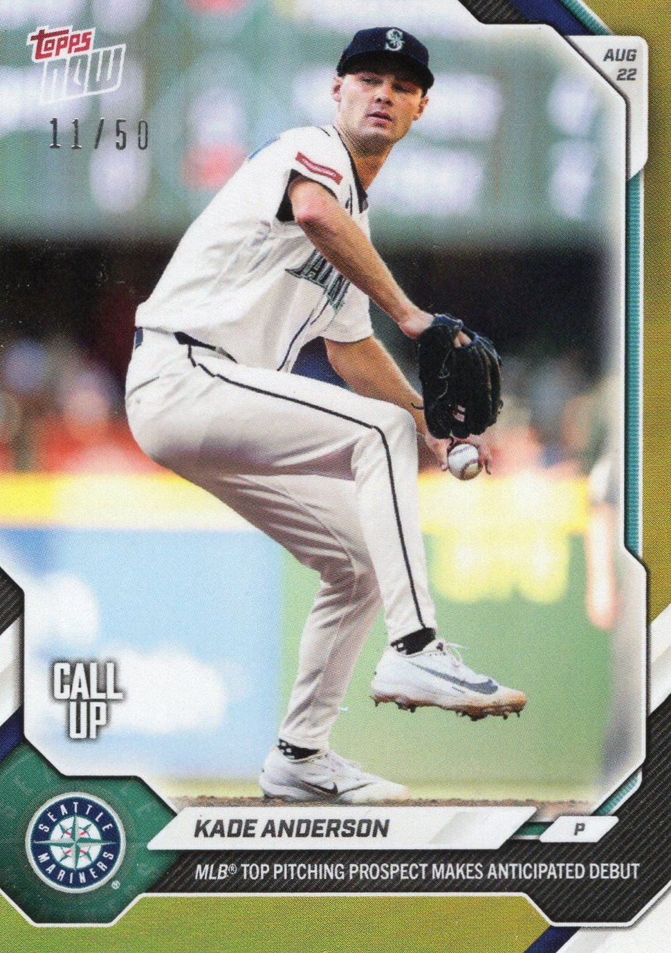 2026 Topps Now Kade Anderson #584 Gold Foil /50 MLB Top Pitching Prospect Makes Anticipated Debut Seattle Mariners Rookie RC Baseball Card