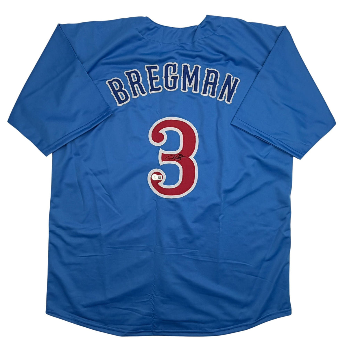 Autographed/Signed Alex Bregman Chicago Blue City Connect Baseball Jersey Beckett BAS COA