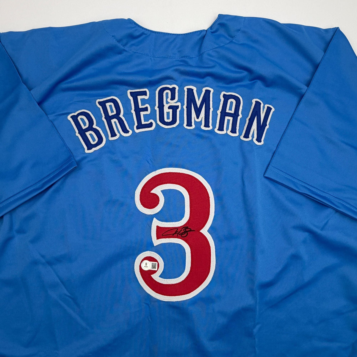 Autographed/Signed Alex Bregman Chicago Blue City Connect Baseball Jersey Beckett BAS COA