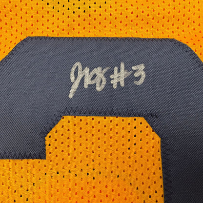 Autographed/Signed Jaron-Keawe Sagapolutele Cal California Yellow College Football Jersey Beckett BAS COA