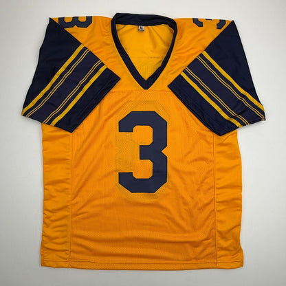 Autographed/Signed Jaron-Keawe Sagapolutele Cal California Yellow College Football Jersey Beckett BAS COA