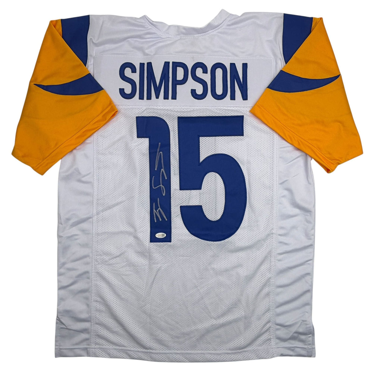 Autographed/Signed Ty Simpson Los Angeles LA White Football Jersey JSA COA