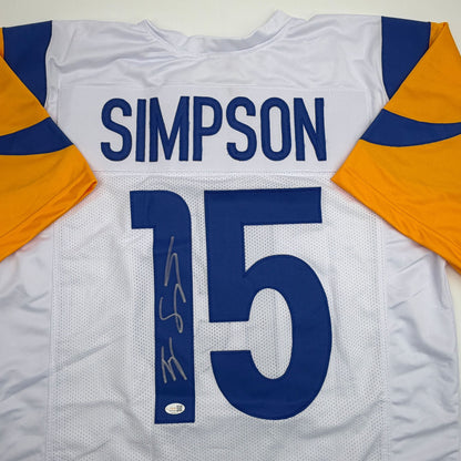 Autographed/Signed Ty Simpson Los Angeles LA White Football Jersey JSA COA