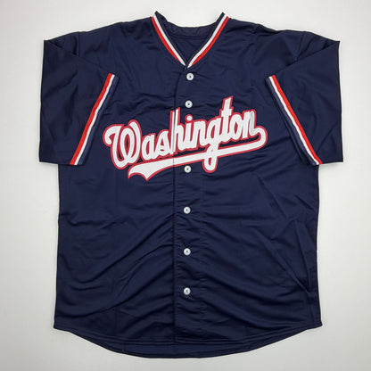 Autographed/Signed Juan Soto Washington Blue Baseball Jersey Beckett BAS COA