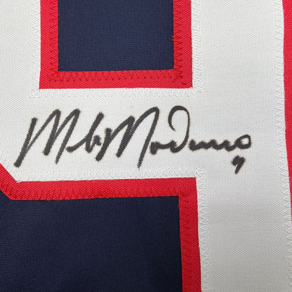 Autographed/Signed Mike Modano Team USA Navy Blue Hockey Jersey Beckett BAS COA