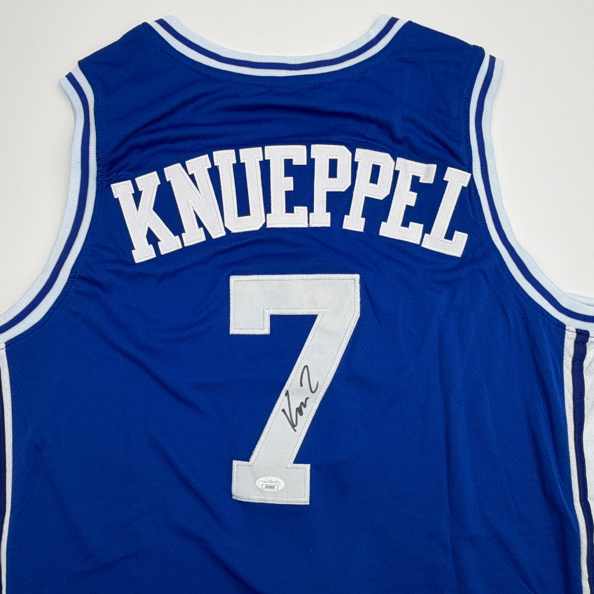 Autographed/Signed Kon Knueppel Duke Blue College Basketball Jersey JSA COA