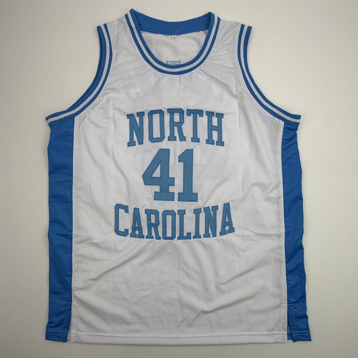 Autographed/Signed Sam Perkins UNC North Carolina White College Basketball Jersey JSA COA