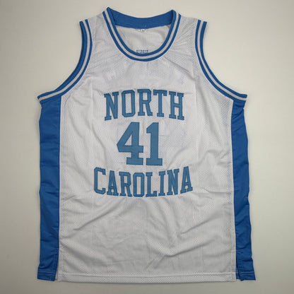 Autographed/Signed Sam Perkins UNC North Carolina White College Basketball Jersey JSA COA