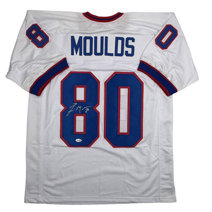 Autographed/Signed Eric Moulds Buffalo White Football Jersey JSA COA