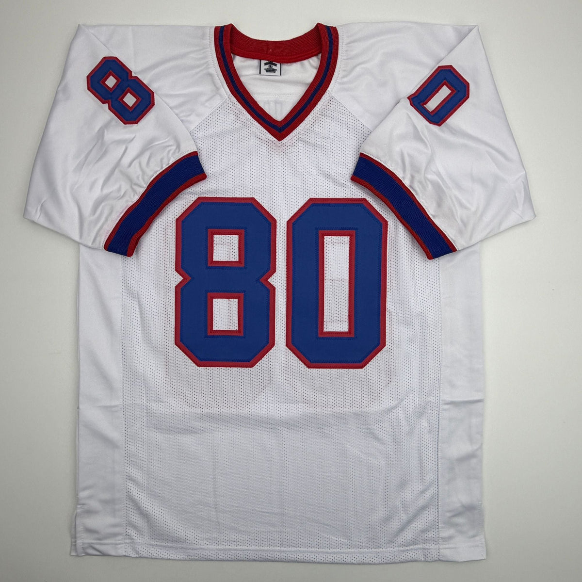 Autographed/Signed Eric Moulds Buffalo White Football Jersey JSA COA