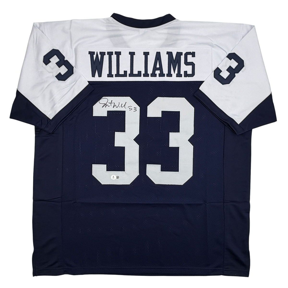 Autographed/Signed Javonte Williams Dallas Thanksgiving Day Football Jersey Beckett BAS COA