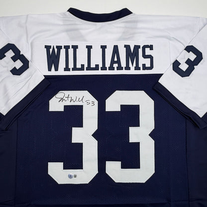 Autographed/Signed Javonte Williams Dallas Thanksgiving Day Football Jersey Beckett BAS COA