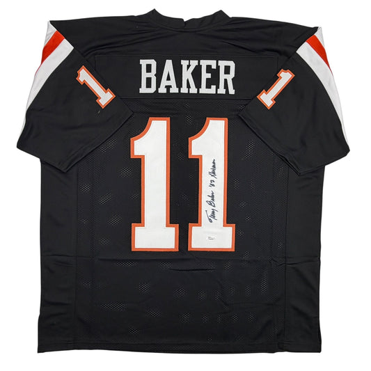 Autographed/Signed Terry Baker Heisman 62 Oregon State Black College Football Jersey JSA COA