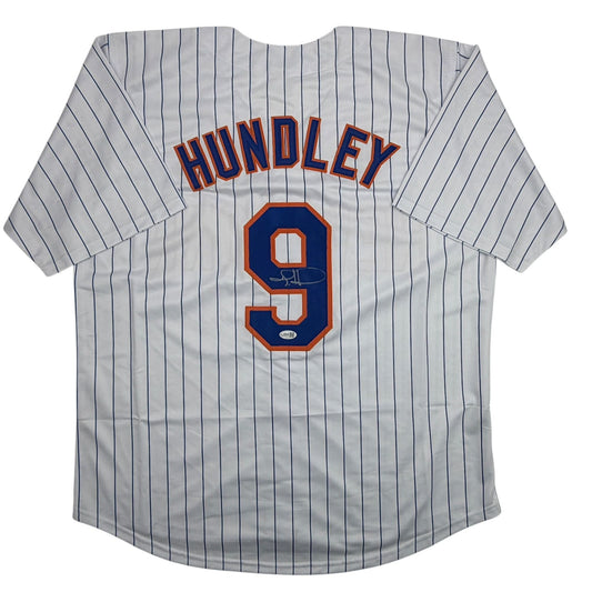 Autographed/Signed Todd Hundley New York Pinstripe Baseball Jersey JSA COA