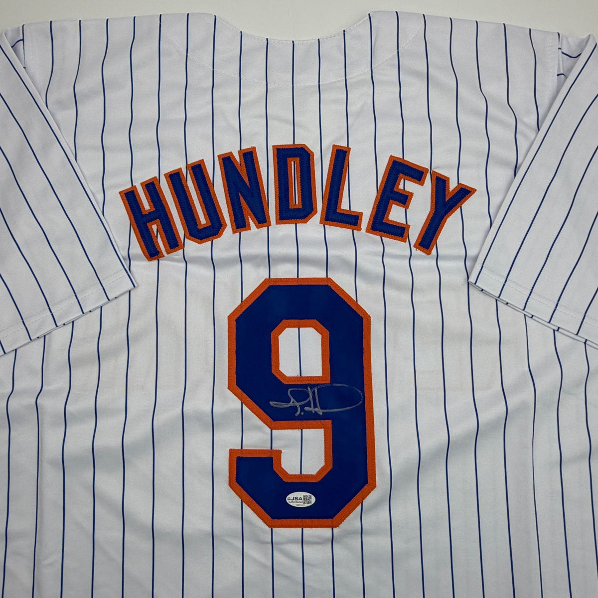 Autographed/Signed Todd Hundley New York Pinstripe Baseball Jersey JSA COA