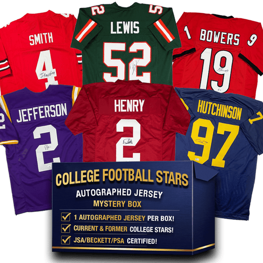 NCAA College Football Stars Autographed Jersey Mystery Box with PSA JSA or Beckett COA