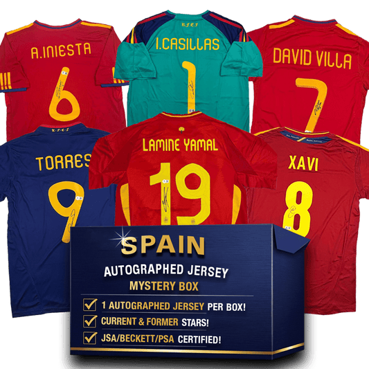 Spain Soccer Autographed/Signed Jersey Mystery Box with PSA JSA or Beckett COA