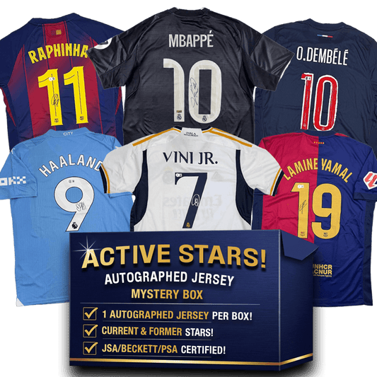 Current Futbol/Soccer Stars! Autographed/Signed Jersey Mystery Box with PSA JSA or Beckett COA