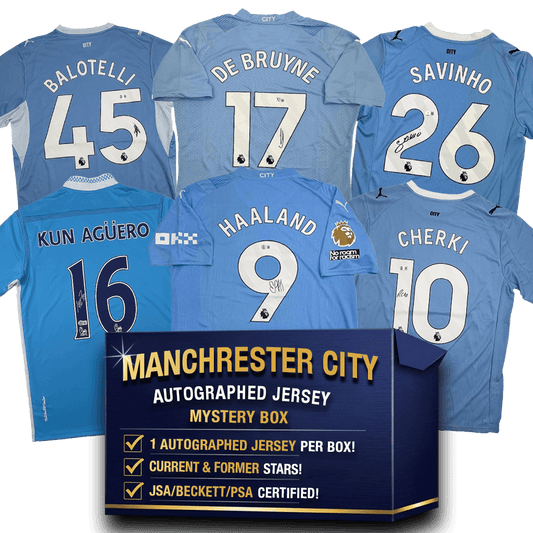 Manchester City Autographed/Signed Soccer Jersey Mystery Box with PSA JSA or Beckett COA