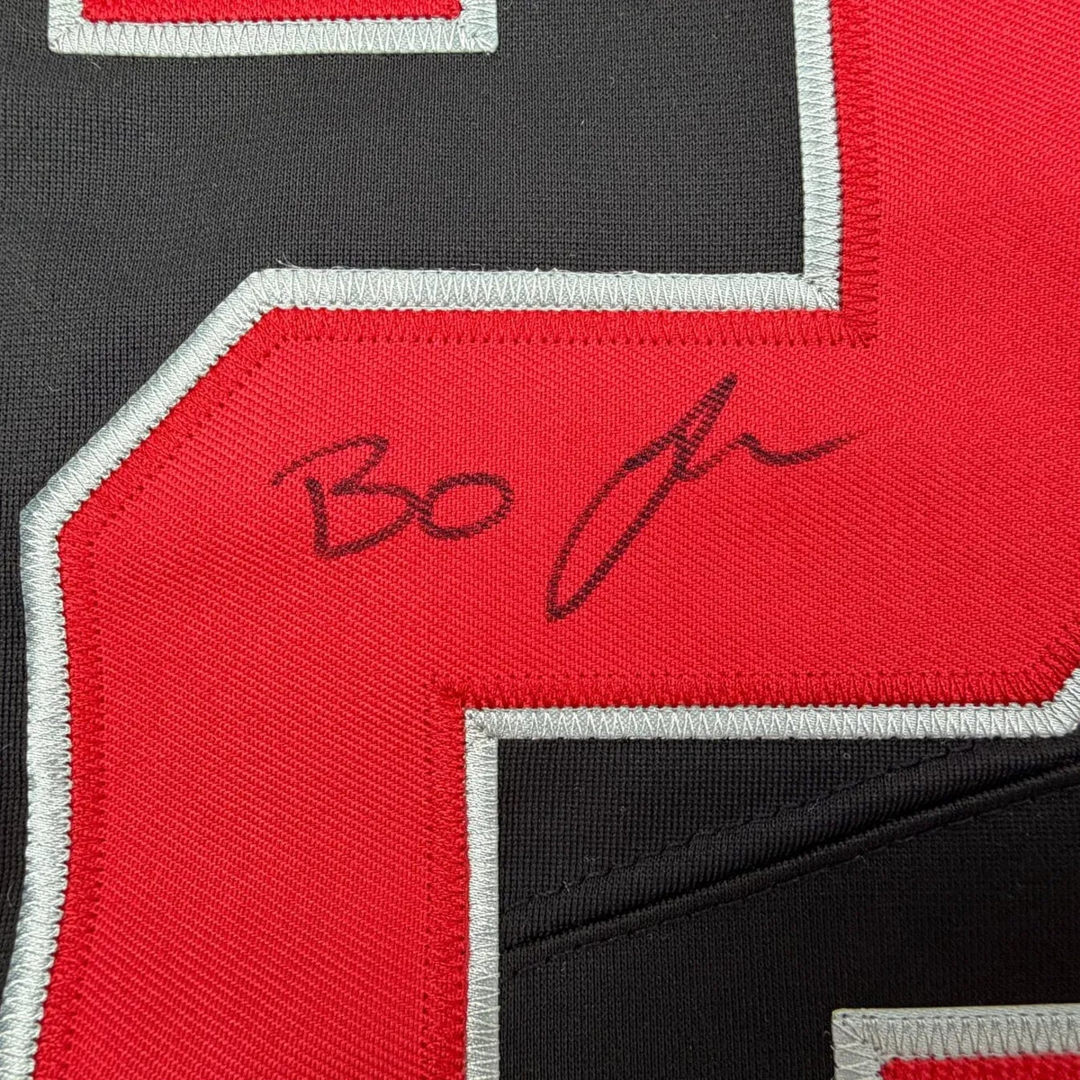 Framed Autographed/Signed Lamar Bo Jackson 35x39 Ohio State Black College Football Jersey Beckett BAS COA