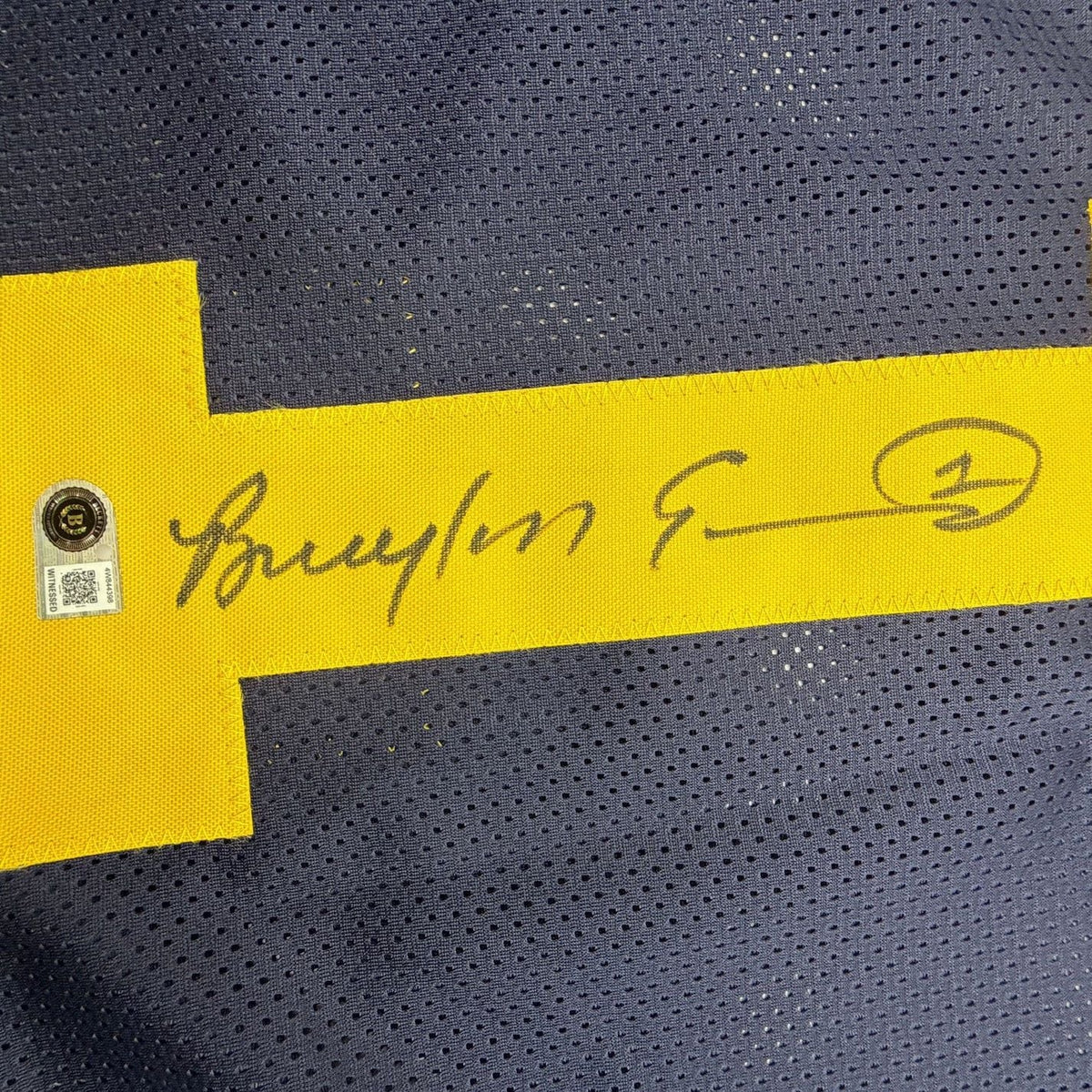 Framed Autographed/Signed Braylon Edwards 35x39 Michigan Blue College Football Jersey Beckett BAS COA