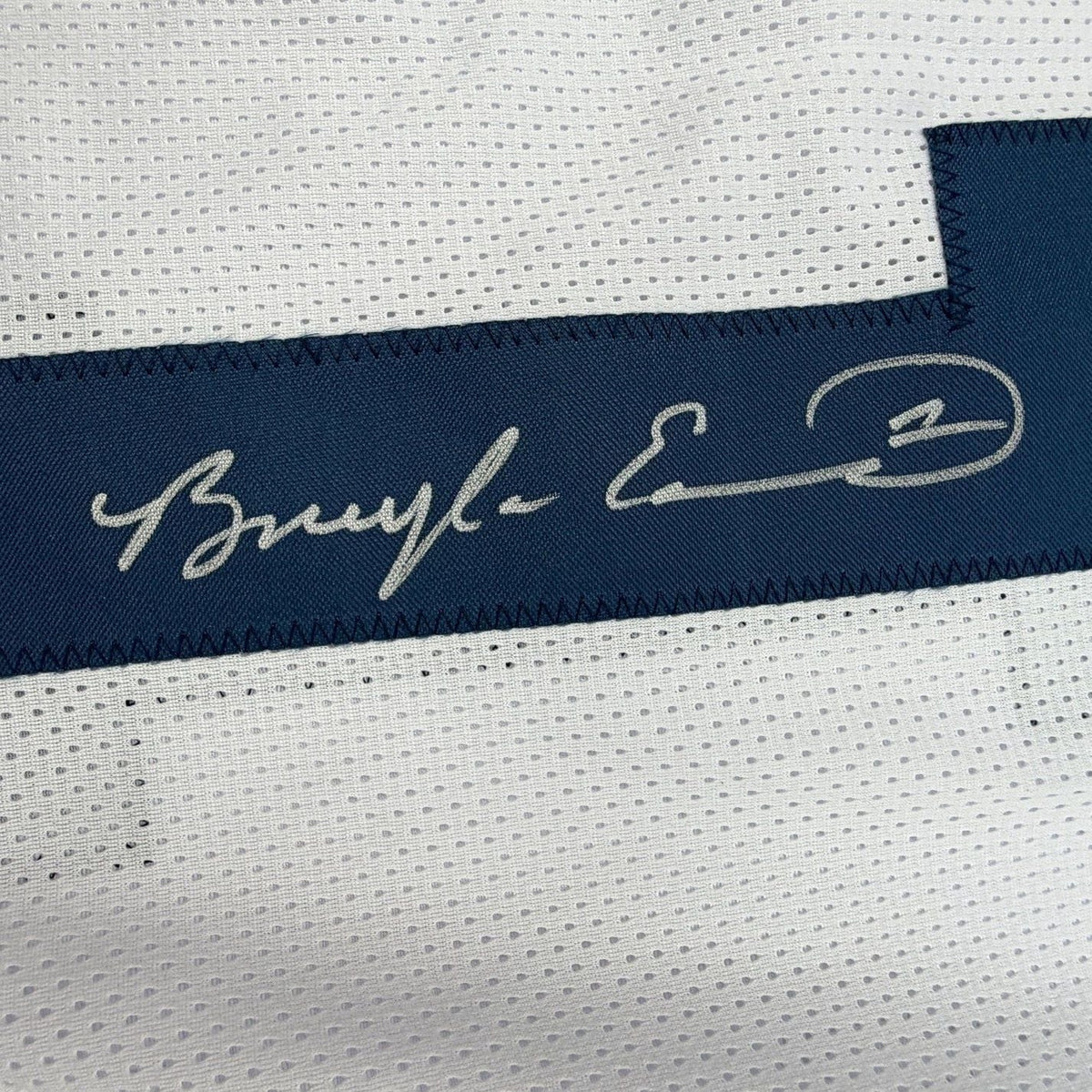 Framed Autographed/Signed Braylon Edwards 35x39 Michigan White College Football Jersey Beckett BAS COA