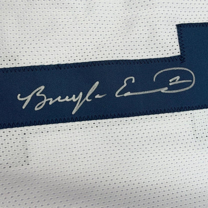 Framed Autographed/Signed Braylon Edwards 35x39 Michigan White College Football Jersey Beckett BAS COA