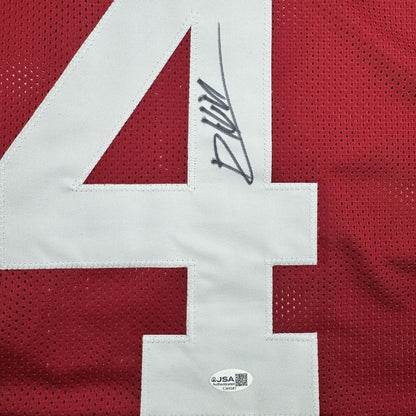 Framed Autographed/Signed Daniel Hill 35x39 Alabama Red College Football Jersey JSA COA