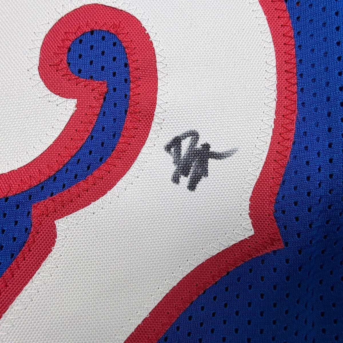 Framed Autographed/Signed Darryn Peterson 35x39 Kansas Blue College Basketball Jersey Beckett BAS COA