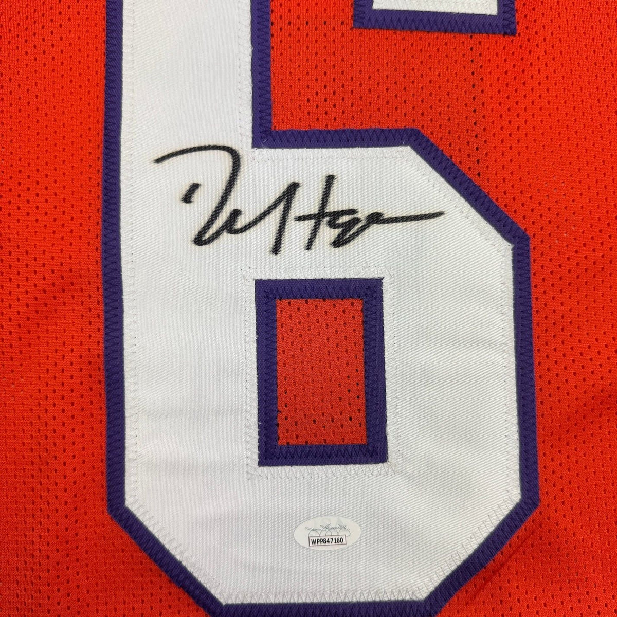 Framed Autographed/Signed DeAndre Hopkins 35x39 Clemson Orange College Football Jersey JSA COA