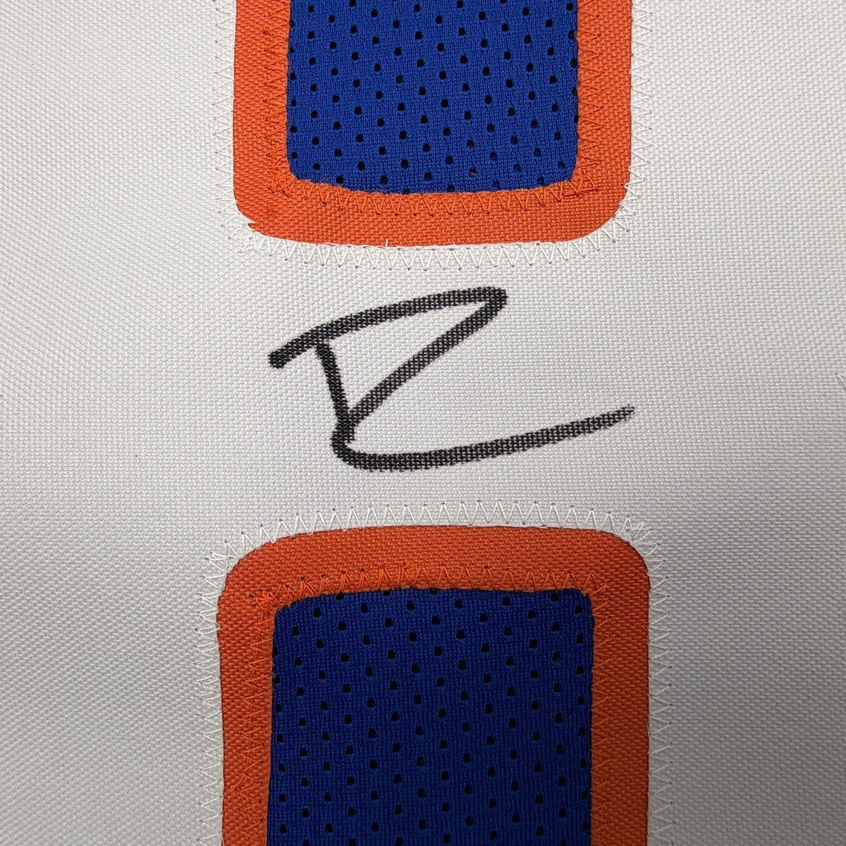 Framed Autographed/Signed DeMarcus Lawrence 35x39 Boise State Blue College Football Jersey Beckett BAS COA