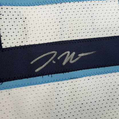Framed Autographed/Signed Donte DiVincenzo 35x39 Villanova White College Basketball Jersey Beckett BAS COA