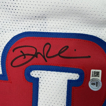 Framed Autographed/Signed Duncan Robinson 35x39 Detroit White Basketball Jersey Beckett BAS COA