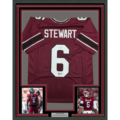 Framed Autographed/Signed Dylan Stewart 35x39 South Carolina Maroon College Football Jersey JSA COA