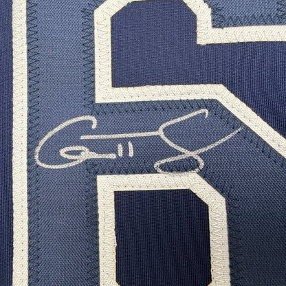 Framed Autographed/Signed Garrett Cleavinger 35x39 Tampa Bay Navy Blue Baseball Jersey JSA COA