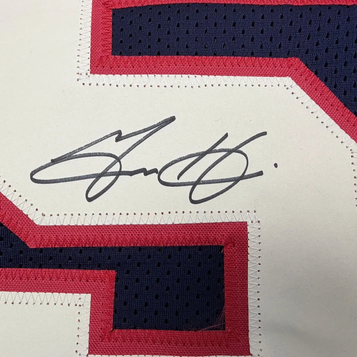Framed Autographed/Signed Grant Hill 35x39 United States USA Olympics Blue Basketball Jersey JSA COA