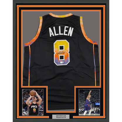 Framed Autographed/Signed Grayson Allen 35x39 Phoenix Black Basketball Jersey Beckett BAS COA