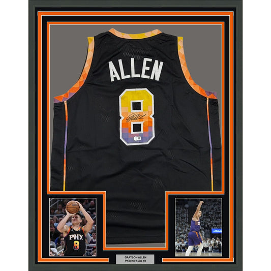 Framed Autographed/Signed Grayson Allen 35x39 Phoenix Black Basketball Jersey Beckett BAS COA