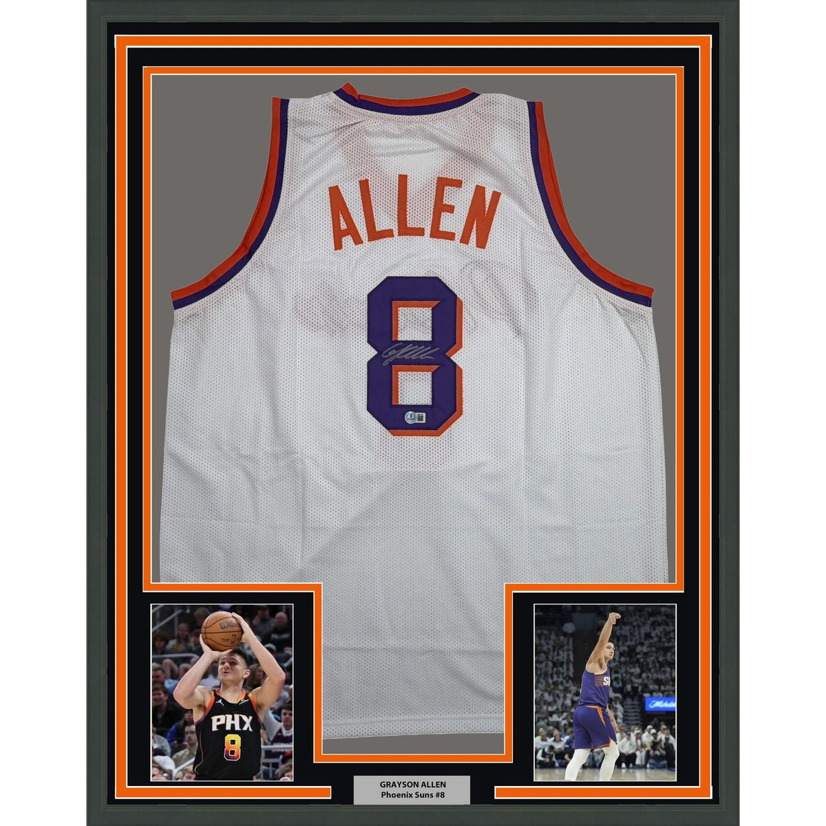 Framed Autographed/Signed Grayson Allen 35x39 Phoenix White Basketball Jersey Beckett BAS COA