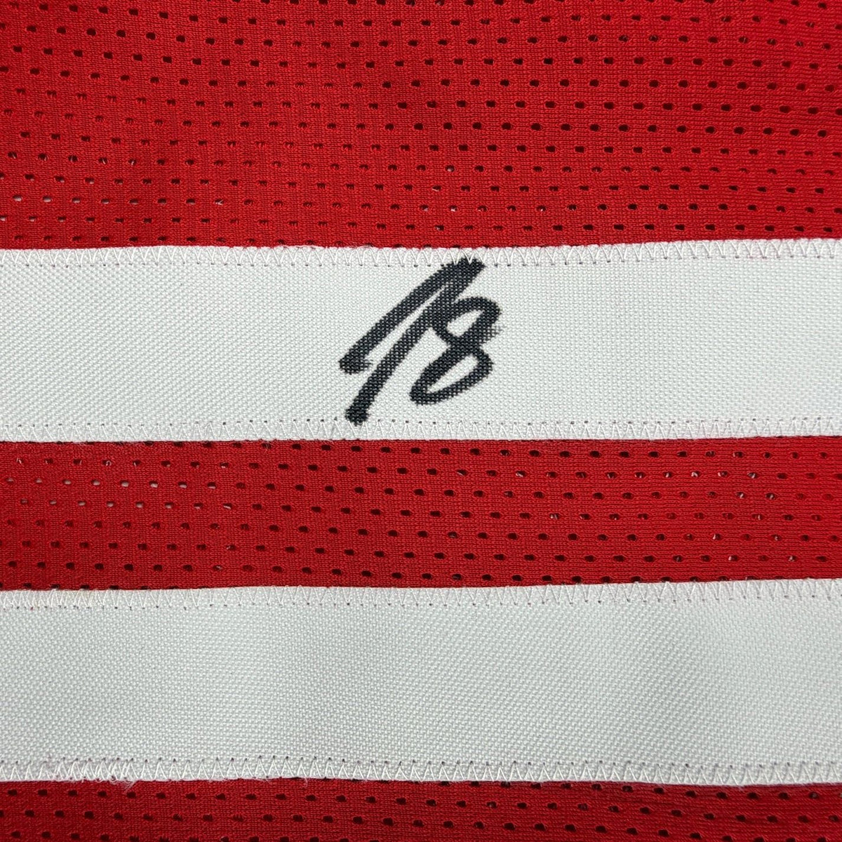 Framed Autographed/Signed Jabari Smith Jr. 35x39 Houston Red Basketball Jersey Tristar COA